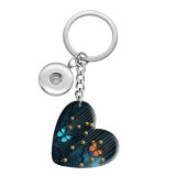 10 styles love Deer Butterfly Landscape pattern  resin Painted Heart Key chain fit 20MM Snaps button jewelry wholesale