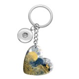 10 styles love Deer Butterfly Landscape pattern  resin Painted Heart Key chain fit 20MM Snaps button jewelry wholesale