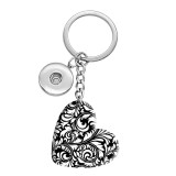 10 styles love Black and white pattern resin Painted Heart Key chain fit 20MM Snaps button jewelry wholesale