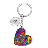 10 styles love color pattern resin Painted Heart Key chain fit 20MM Snaps button jewelry wholesale