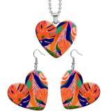 10 styles love Flower Colored leaves resin Stainless Steel Heart Painted  Earrings 60CMM Necklace Pendant Set