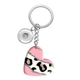 10 styles love Color stitching Leopard Pattern resin Painted Heart Key chain fit 20MM Snaps button jewelry wholesale