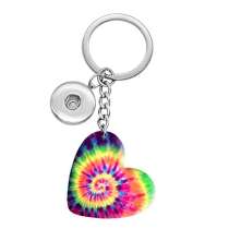 10 styles love Colored spiral pattern resin Painted Heart Key chain fit 20MM Snaps button jewelry wholesale