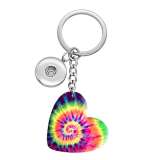 10 styles love Colored spiral pattern resin Painted Heart Key chain fit 20MM Snaps button jewelry wholesale