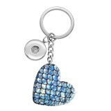 10 styles love Colored Fish Scale Pattern resin Painted Heart Key chain fit 20MM Snaps button jewelry wholesale