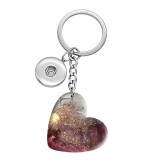 10 styles love Art Marble Pattern resin Painted Heart Key chain fit 20MM Snaps button jewelry wholesale