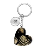 10 styles love Gold Leaf Pattern resin Painted Heart Key chain fit 20MM Snaps button jewelry wholesale