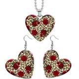 10 styles love bird  pattern resin Stainless Steel Heart Painted  Earrings 60CMM Necklace Pendant Set