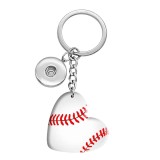 10 styles love Sports Basketball Volleyball Baseball tennis resin Painted Heart Key chain fit 20MM Snaps button jewelry wholesale