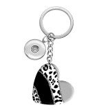 10 styles love Color stitching Leopard Pattern resin Painted Heart Key chain fit 20MM Snaps button jewelry wholesale