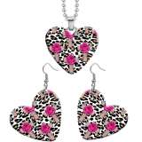 10 styles love Flower Clover resin Stainless Steel Heart Painted  Earrings 60CMM Necklace Pendant Set