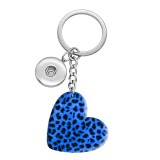 10 styles love Cow Tiger Leopard Pattern resin Painted Heart Key chain fit 20MM Snaps button jewelry wholesale