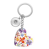 10 styles love color Butterfly resin Painted Heart Key chain fit 20MM Snaps button jewelry wholesale