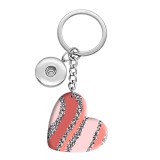 10 styles love Color  Pattern resin Painted Heart Key chain fit 20MM Snaps button jewelry wholesale