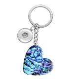 10 styles love Beach Shell Conch  Green  Abalone shell pattern resin Painted Heart Key chain fit 20MM Snaps button jewelry wholesale