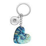 10 styles love Color conch pattern resin Painted Heart Key chain fit 20MM Snaps button jewelry wholesale