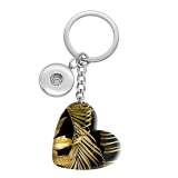 10 styles love Gold Leaf Pattern resin Painted Heart Key chain fit 20MM Snaps button jewelry wholesale