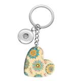 10 styles love Flower resin Painted Heart Key chain fit 20MM Snaps button jewelry wholesale
