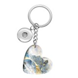 10 styles love Deer Butterfly Landscape pattern  resin Painted Heart Key chain fit 20MM Snaps button jewelry wholesale