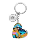 10 styles love sunflower Butterfly resin Painted Heart Key chain fit 20MM Snaps button jewelry wholesale