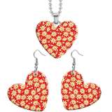 10 styles love Flower pattern resin Stainless Steel Heart Painted  Earrings 60CMM Necklace Pendant Set