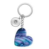 10 styles love Beach Shell Conch  Abalone shell pattern resin Painted Heart Key chain fit 20MM Snaps button jewelry wholesale