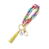 High gloss plastic key chain color bracelet bright acrylic bracelet fit  20MM Snaps button jewelry wholesale