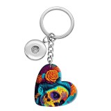 10 styles love Halloween skull girl  resin Painted Heart Key chain fit 20MM Snaps button jewelry wholesale