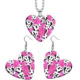 10 styles love Flower Clover resin Stainless Steel Heart Painted  Earrings 60CMM Necklace Pendant Set