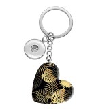 10 styles love Gold Leaf Pattern resin Painted Heart Key chain fit 20MM Snaps button jewelry wholesale