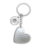 10 styles love Sports Basketball Volleyball Baseball tennis resin Painted Heart Key chain fit 20MM Snaps button jewelry wholesale
