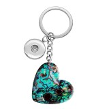 10 styles love Beach Shell Conch  Abalone shell pattern resin Painted Heart Key chain fit 20MM Snaps button jewelry wholesale