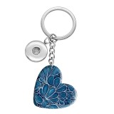 10 styles love color leaf pattern resin Painted Heart Key chain fit 20MM Snaps button jewelry wholesale