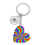 10 styles love color pattern resin Painted Heart Key chain fit 20MM Snaps button jewelry wholesale