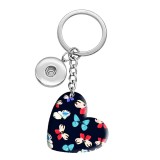 10 styles love color Butterfly resin Painted Heart Key chain fit 20MM Snaps button jewelry wholesale