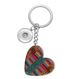 10 styles love sunflower Leopard Pattern resin Painted Heart Key chain fit 20MM Snaps button jewelry wholesale