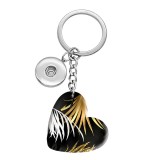 10 styles love Gold Leaf Pattern resin Painted Heart Key chain fit 20MM Snaps button jewelry wholesale