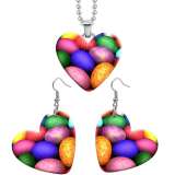 10 styles love Dragonfly color pattern resin Stainless Steel Heart Painted  Earrings 60CMM Necklace Pendant Set