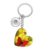 10 styles love Butterfly Flower  resin Painted Heart Key chain fit 20MM Snaps button jewelry wholesale