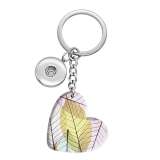 10 styles love Colored Leaves Pattern resin Painted Heart Key chain fit 20MM Snaps button jewelry wholesale