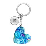 10 styles love Pretty pattern  resin Painted Heart Key chain fit 20MM Snaps button jewelry wholesale