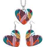 10 styles love Flower Colored leaves resin Stainless Steel Heart Painted  Earrings 60CMM Necklace Pendant Set