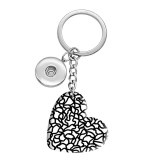 10 styles love Black and white pattern resin Painted Heart Key chain fit 20MM Snaps button jewelry wholesale