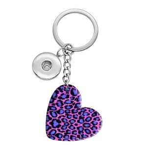 10 styles love Leopard Pattern resin Painted Heart Key chain fit 20MM Snaps button jewelry wholesale