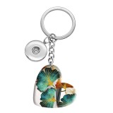 10 styles love Colored Leaf Pattern resin Painted Heart Key chain fit 20MM Snaps button jewelry wholesale