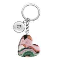 10 styles love Art Marble Pattern resin Painted Heart Key chain fit 20MM Snaps button jewelry wholesale