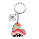 10 styles love Color stitching Leopard Pattern resin Painted Heart Key chain fit 20MM Snaps button jewelry wholesale
