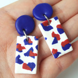 Soft clay love color matching American Independence Day earrings