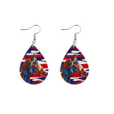 American Independence Day Water Drops Wood Earrings Eagle Maple Leaf Sun Flower Five Point Star Earrings