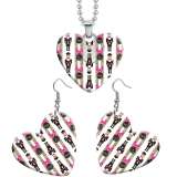 10 styles love Flower Clover resin Stainless Steel Heart Painted  Earrings 60CMM Necklace Pendant Set